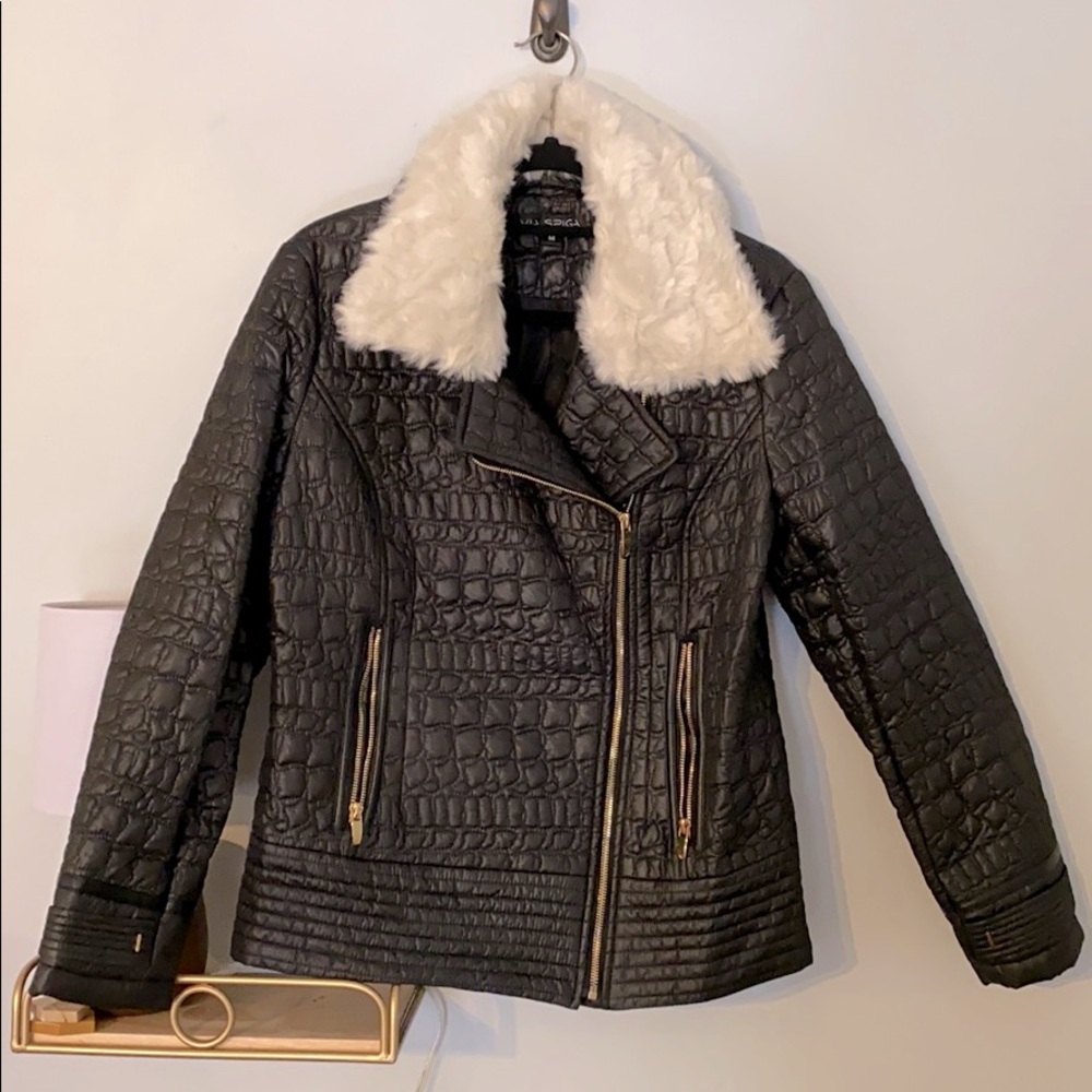 Via Spiga Jacket w/ Removable Faux Fur Collar